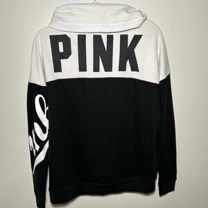PINK Victoria's Secret Black and White Cowl Neck Hoodie.
